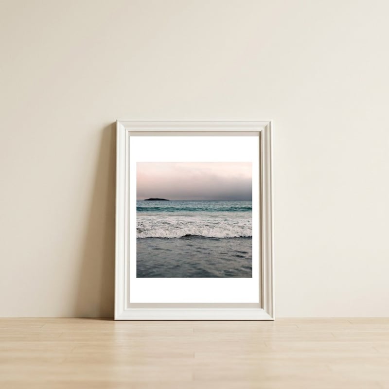 Seascape — framed, leaning against the wall