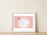Swan Low Poly Art — framed, leaning against the wall thumbnail