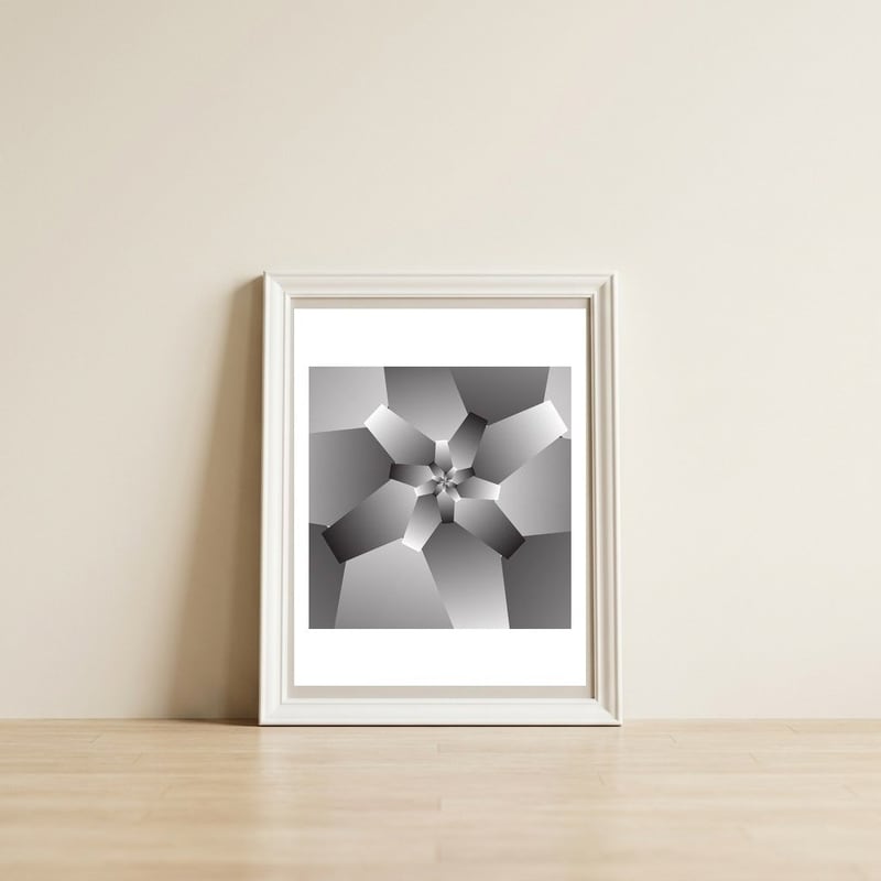 Monochrome Flower  — framed, leaning against the wall
