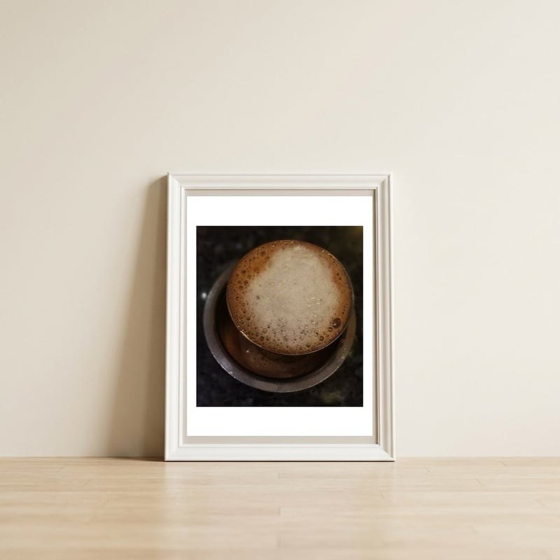 Indian Filter Coffee — framed, leaning against the wall