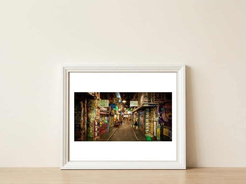Centre Place After Dark — framed, leaning against the wall