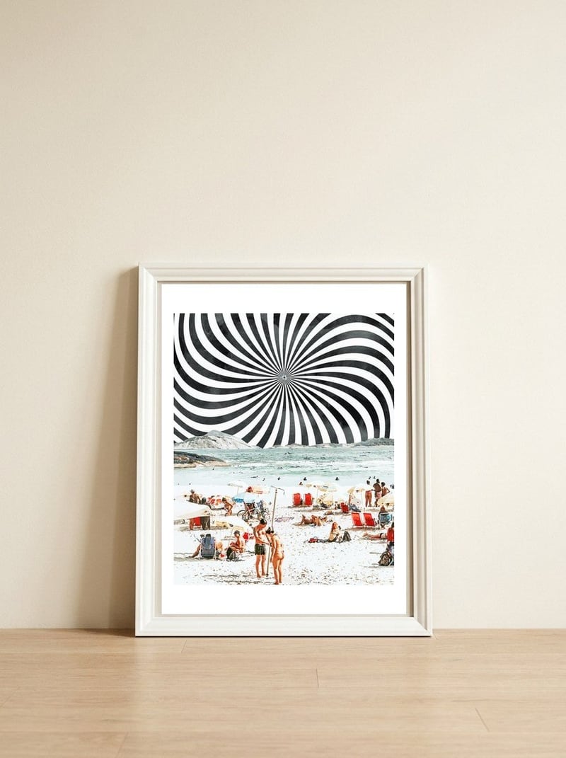 Summer On The Beach — framed, leaning against the wall