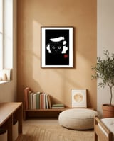 cat face in white framed in a gentle room thumbnail
