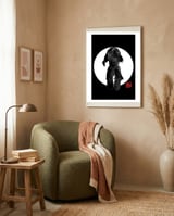cute dog in white framed in a tender room thumbnail
