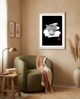Leopard in white framed in a tender room thumbnail
