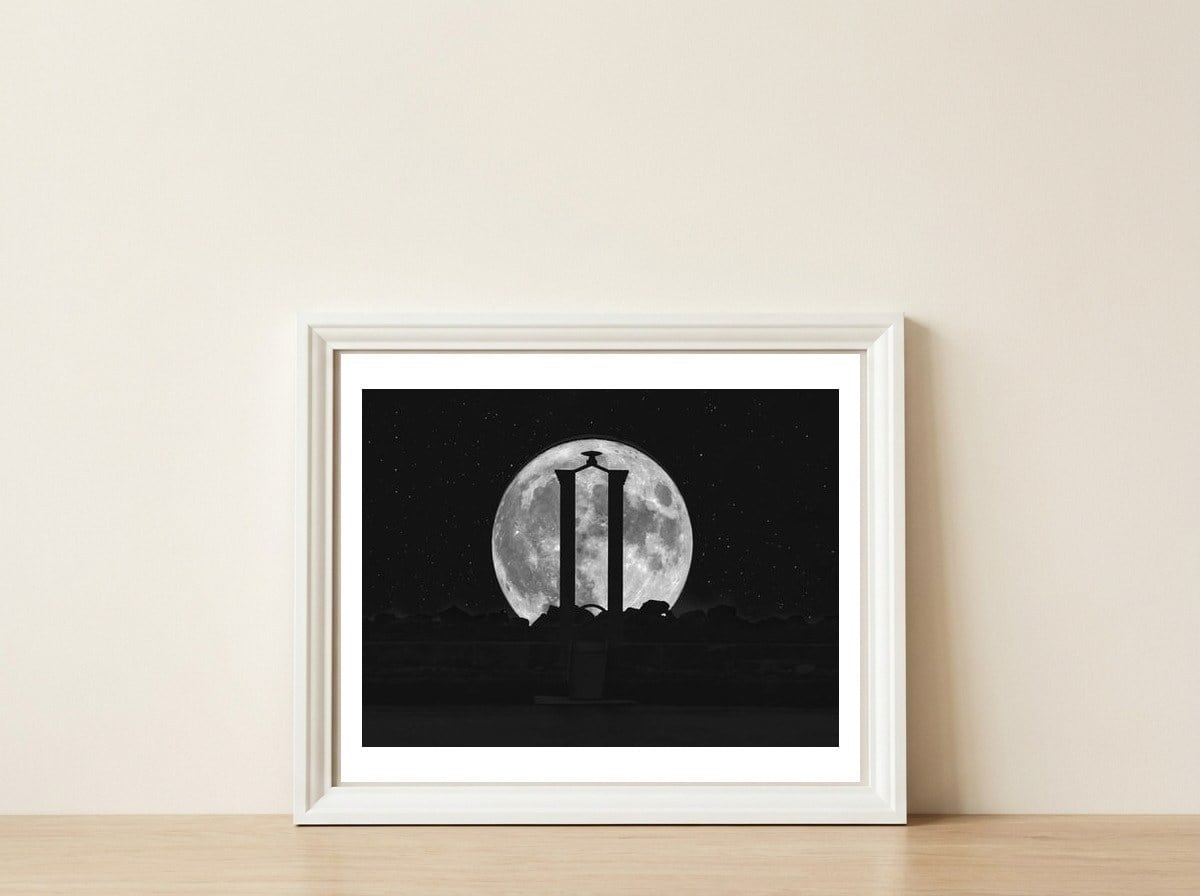 Moon Gate — framed, leaning against the wall