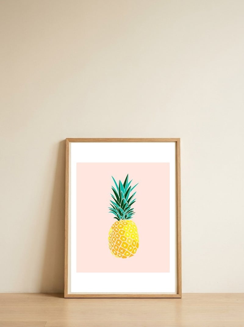 Finapple — framed, leaning against the wall