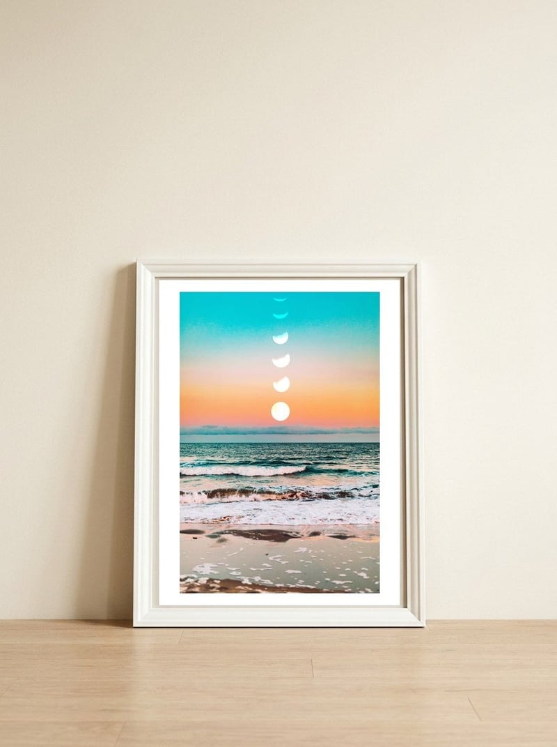 Beach Moon — framed, leaning against the wall