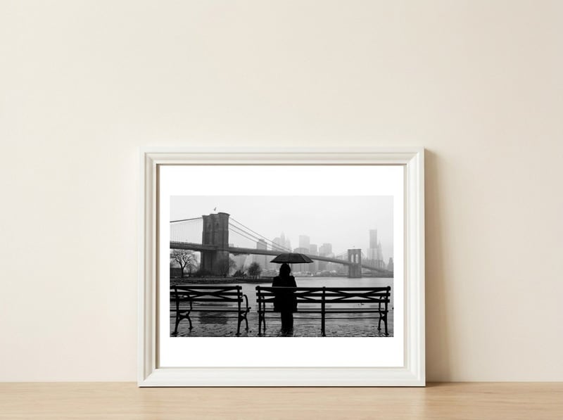 Brooklyn Bridge, New York City — framed, leaning against the wall