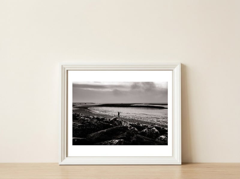 Morecambe Bay Runner — framed, leaning against the wall