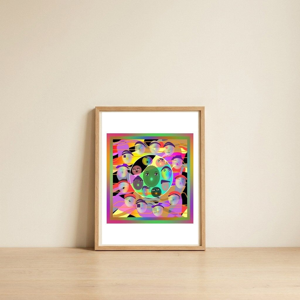 A WORLD OF DIFFERENT PEOPLE — framed, leaning against the wall