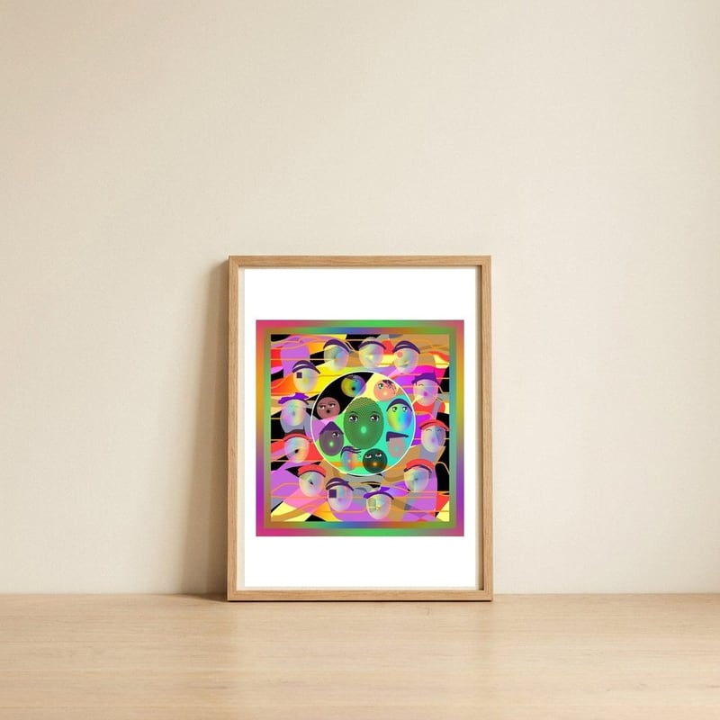A WORLD OF DIFFERENT PEOPLE — framed, leaning against the wall