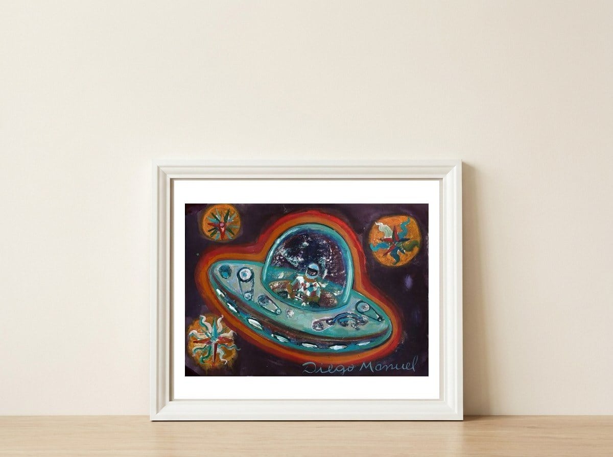 Nave Espacial — framed, leaning against the wall