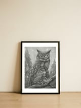 Winter Owl — framed, leaning against the wall thumbnail