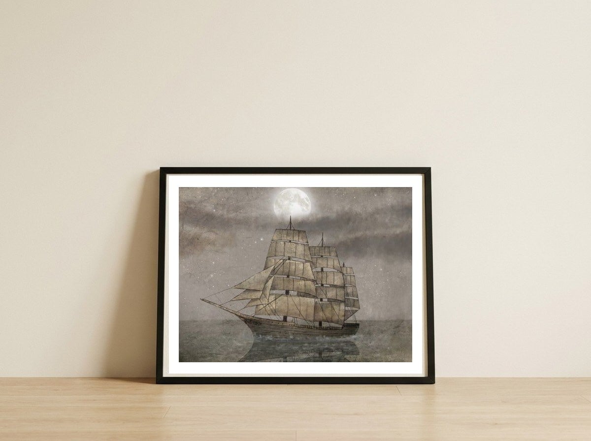 Night Journey — framed, leaning against the wall