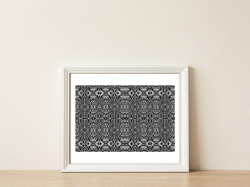 Patterned Print — framed, leaning against the wall