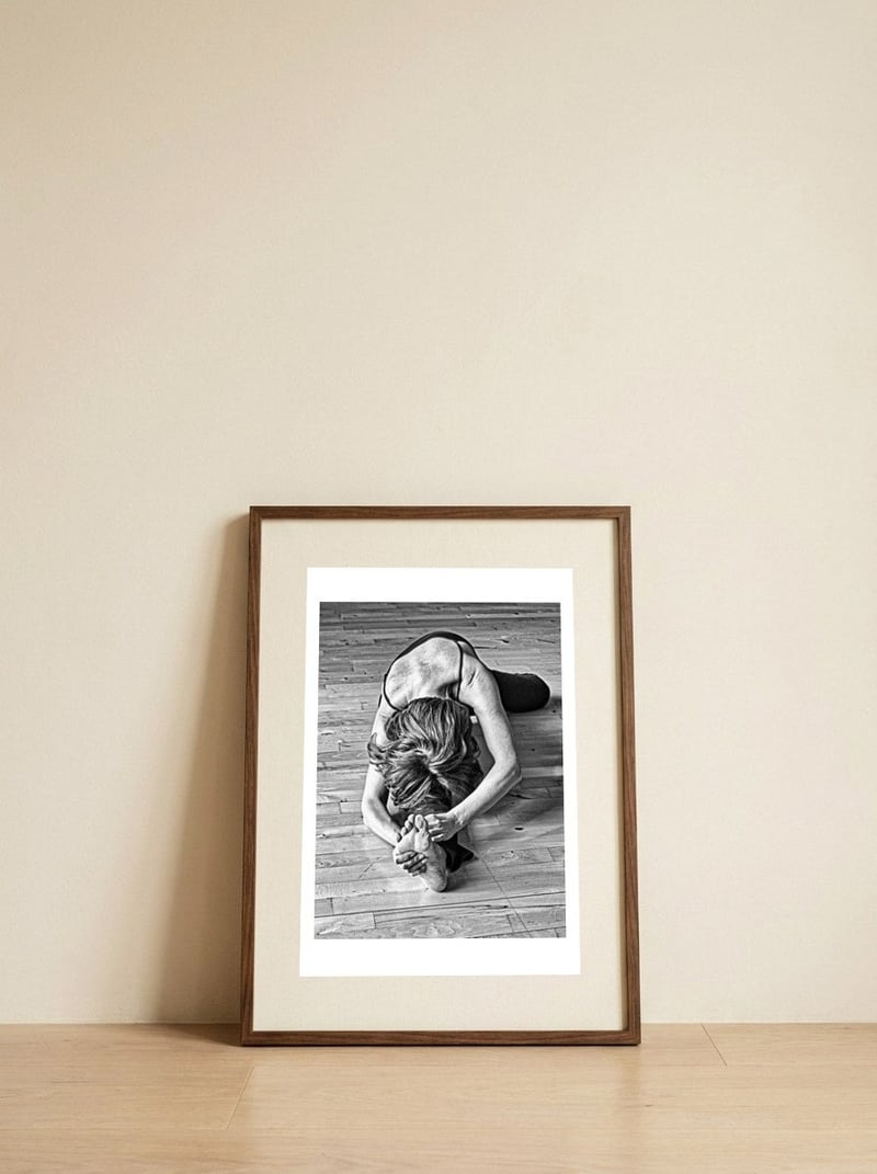 The stretch — framed, leaning against the wall