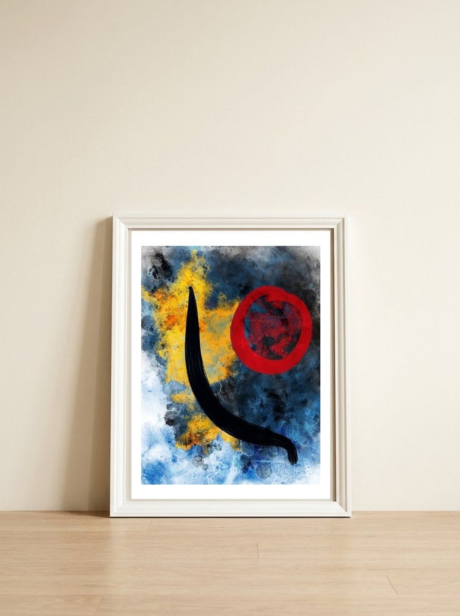 Abstract Calligraphy in the universe  — framed, leaning against the wall
