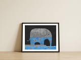 Thirsty Elephant — framed, leaning against the wall thumbnail