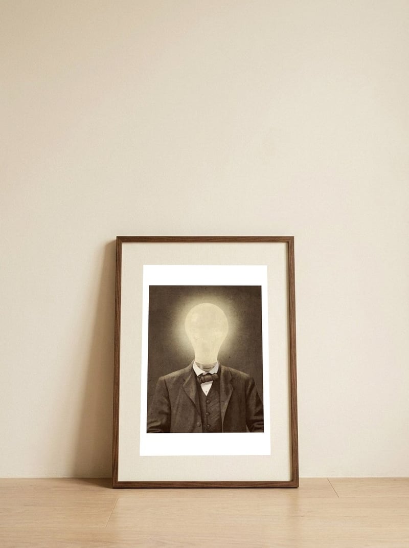 The Idea Man — framed, leaning against the wall
