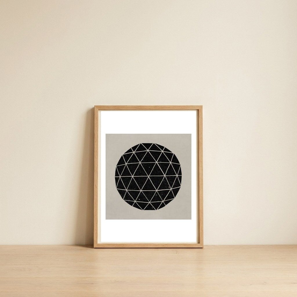 Geodesic — framed, leaning against the wall
