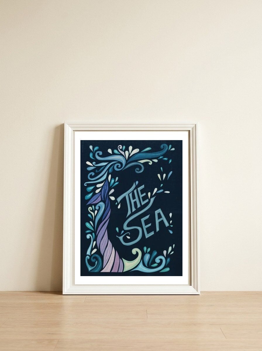 Art Nouveau Sea — framed, leaning against the wall