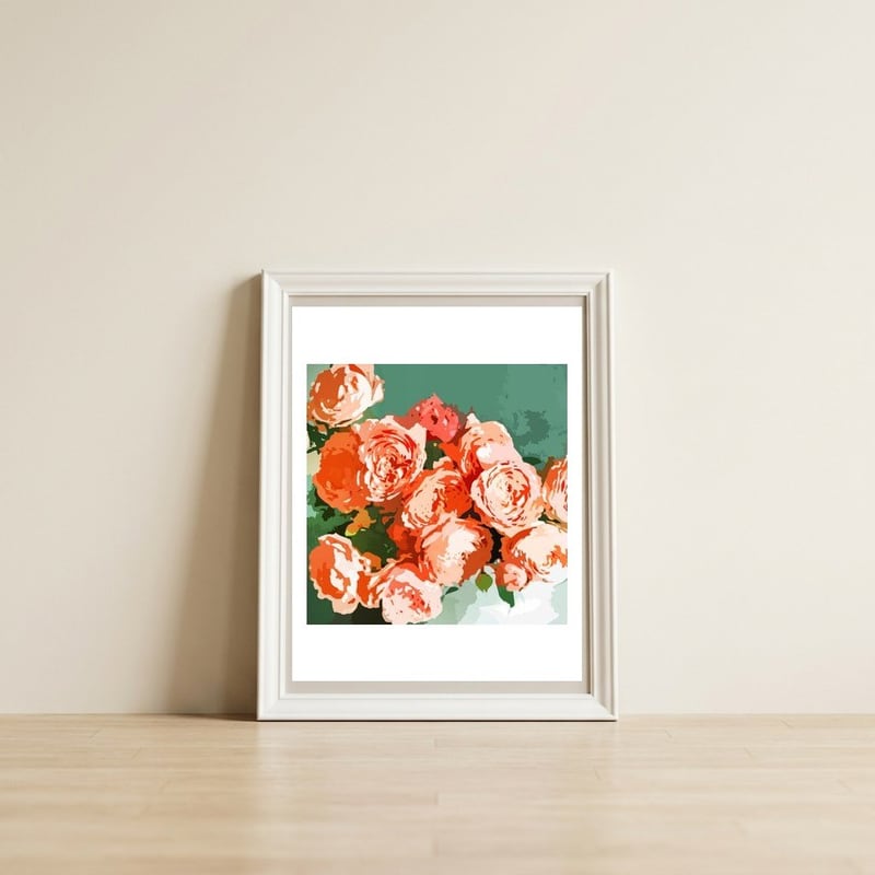 Perfect Blossom — framed, leaning against the wall