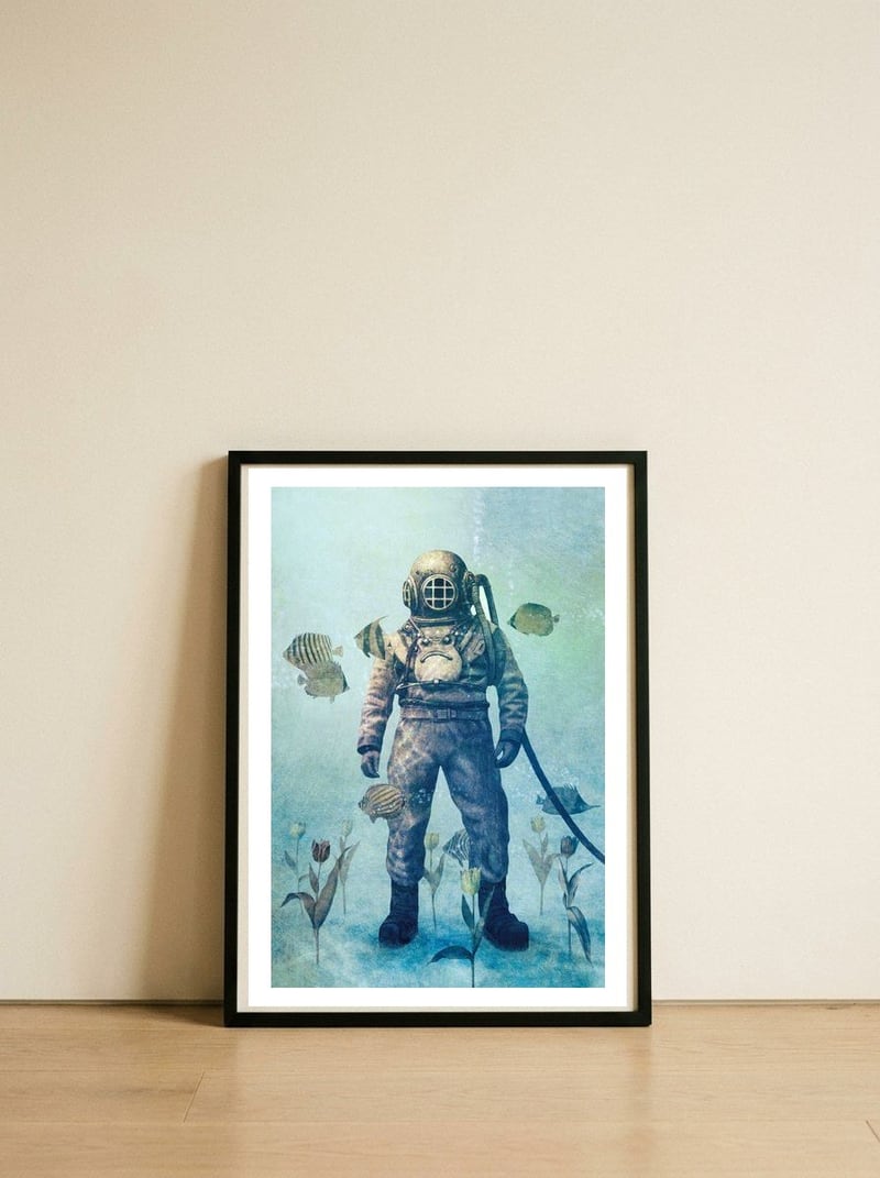 Deep Sea Garden — framed, leaning against the wall