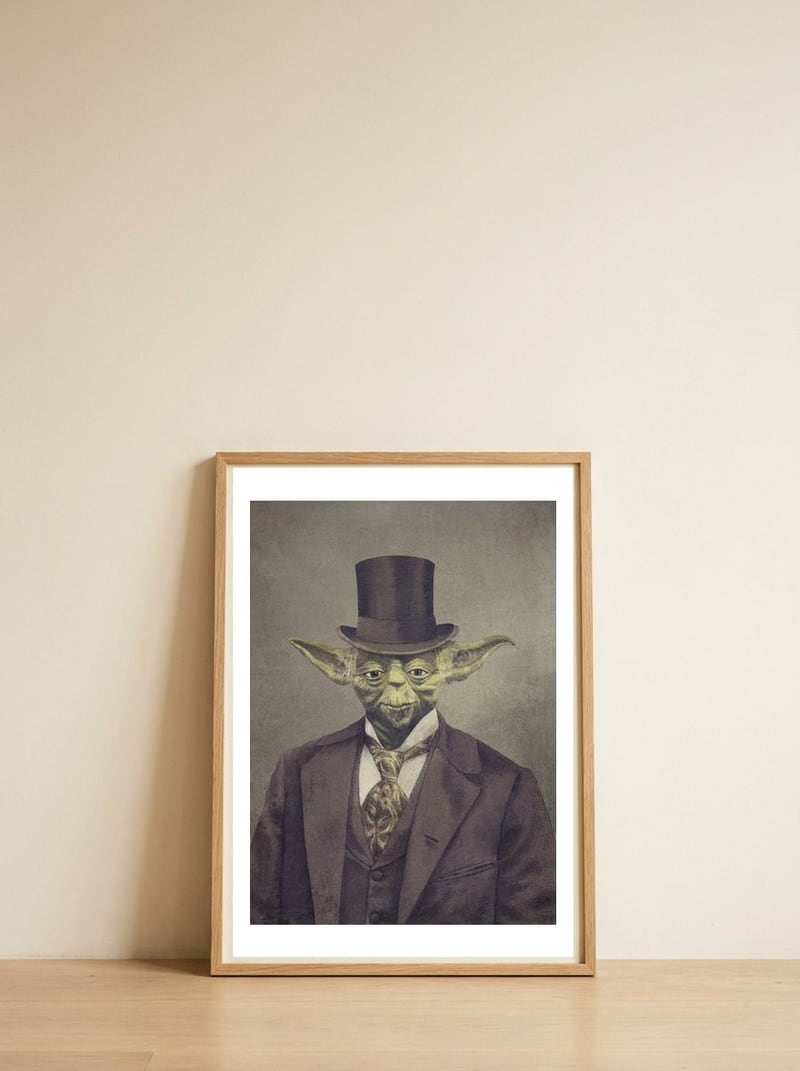 Sir Yodington — framed, leaning against the wall