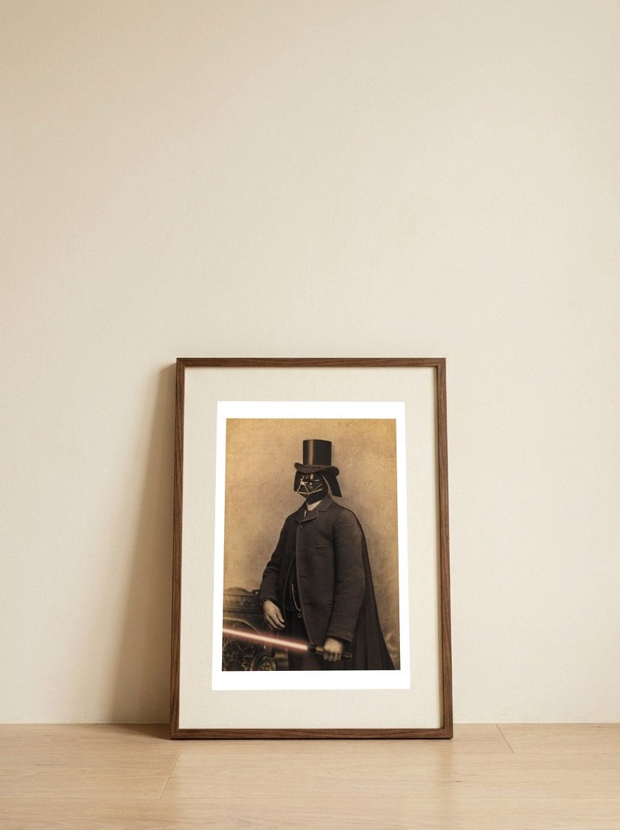 Lord Vadersworth — framed, leaning against the wall