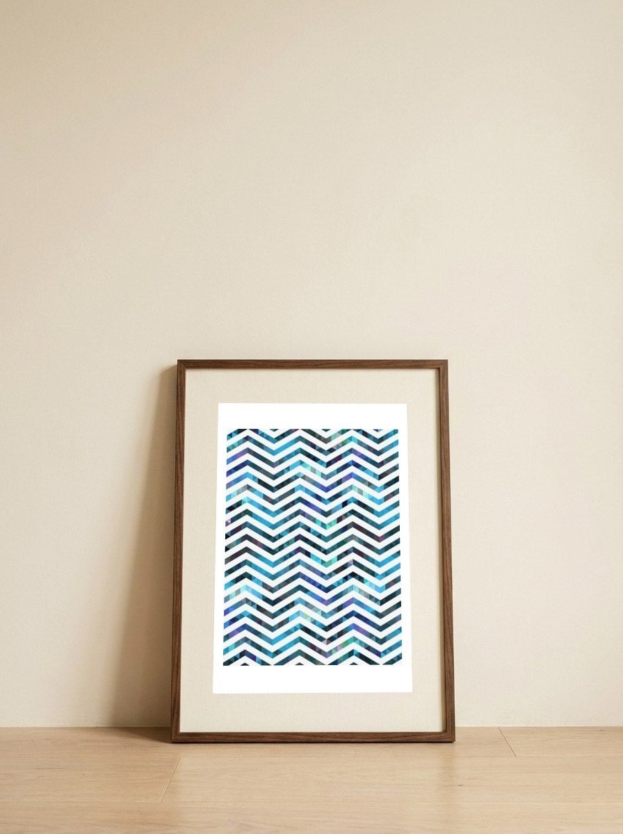 Triangles Fluid Ice Waves — framed, leaning against the wall