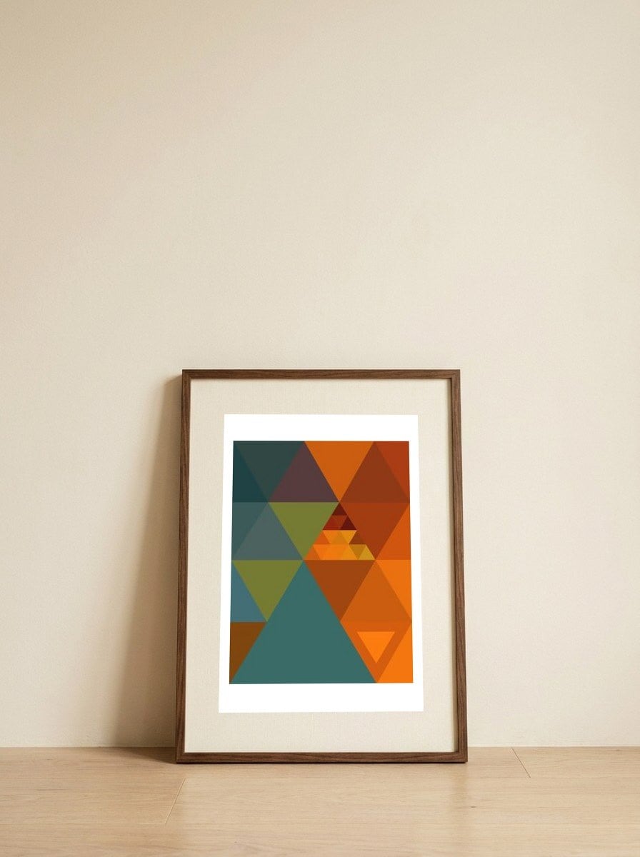 Triangles Colors City 2 — framed, leaning against the wall