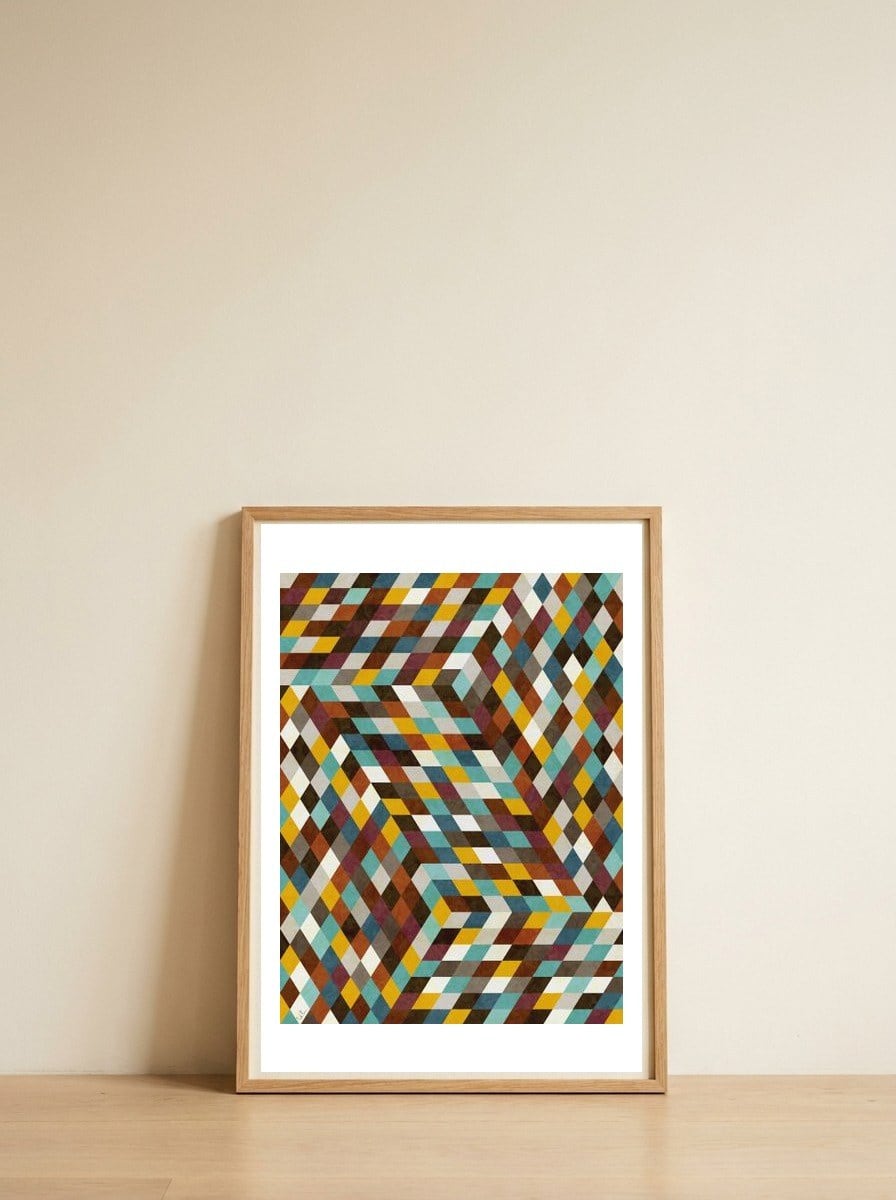 Rubiks Dream — framed, leaning against the wall