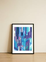 Geometric Triangles Ice — framed, leaning against the wall thumbnail