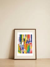 Geometric Triangles Aurora — framed, leaning against the wall thumbnail