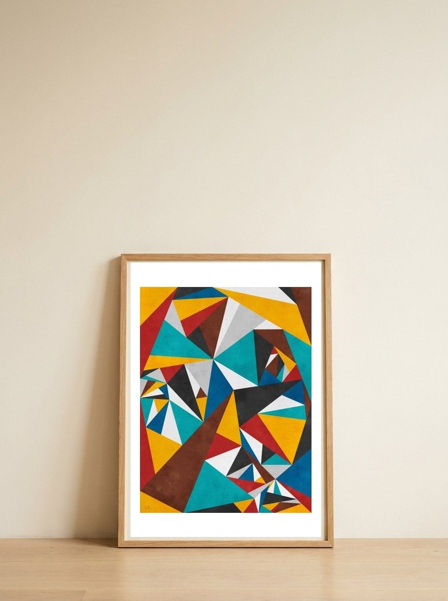 Geometric Mind 2 — framed, leaning against the wall