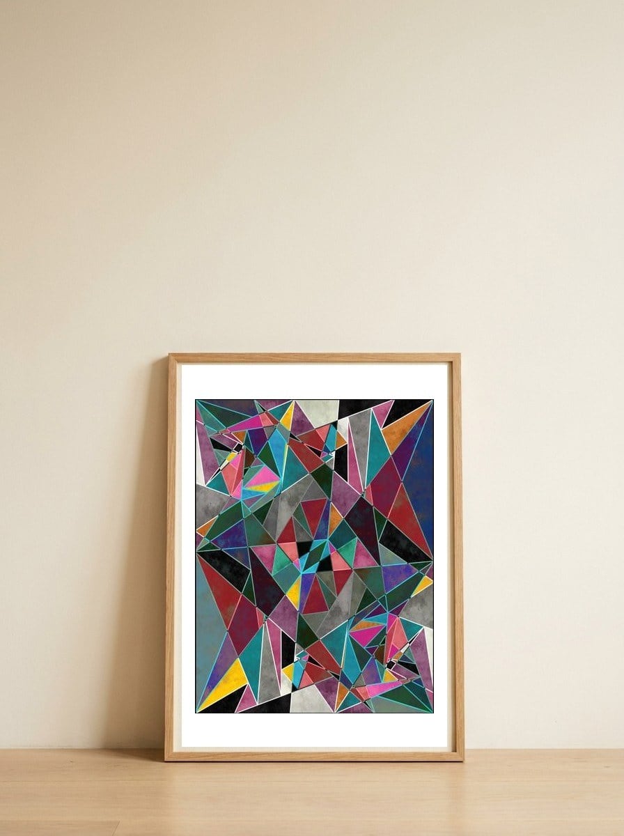 Geometric Madness — framed, leaning against the wall