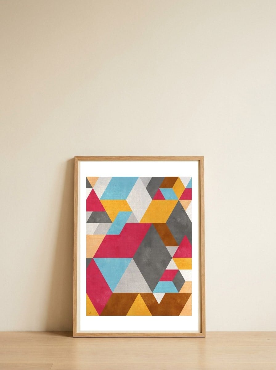 Geometric — framed, leaning against the wall