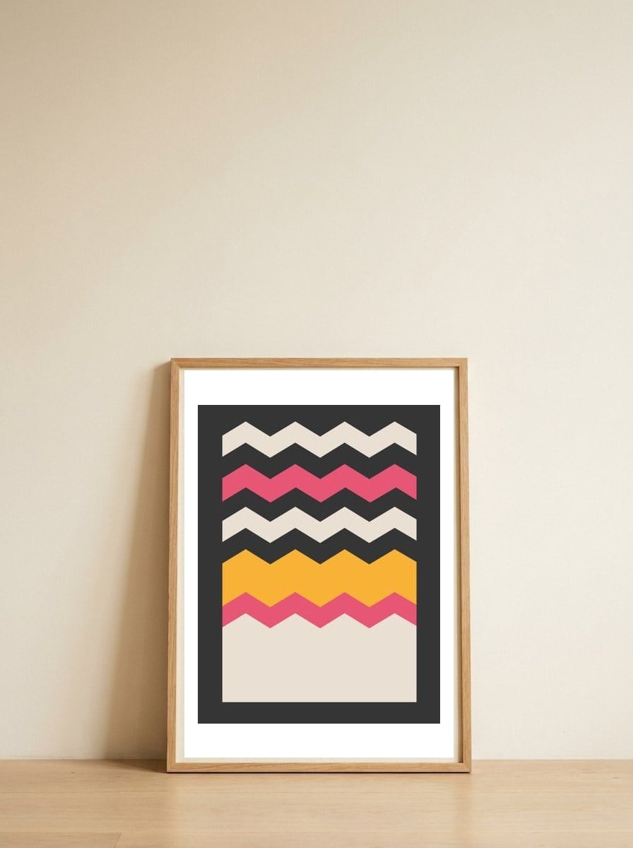 Geometric Chevron Colors 5 — framed, leaning against the wall