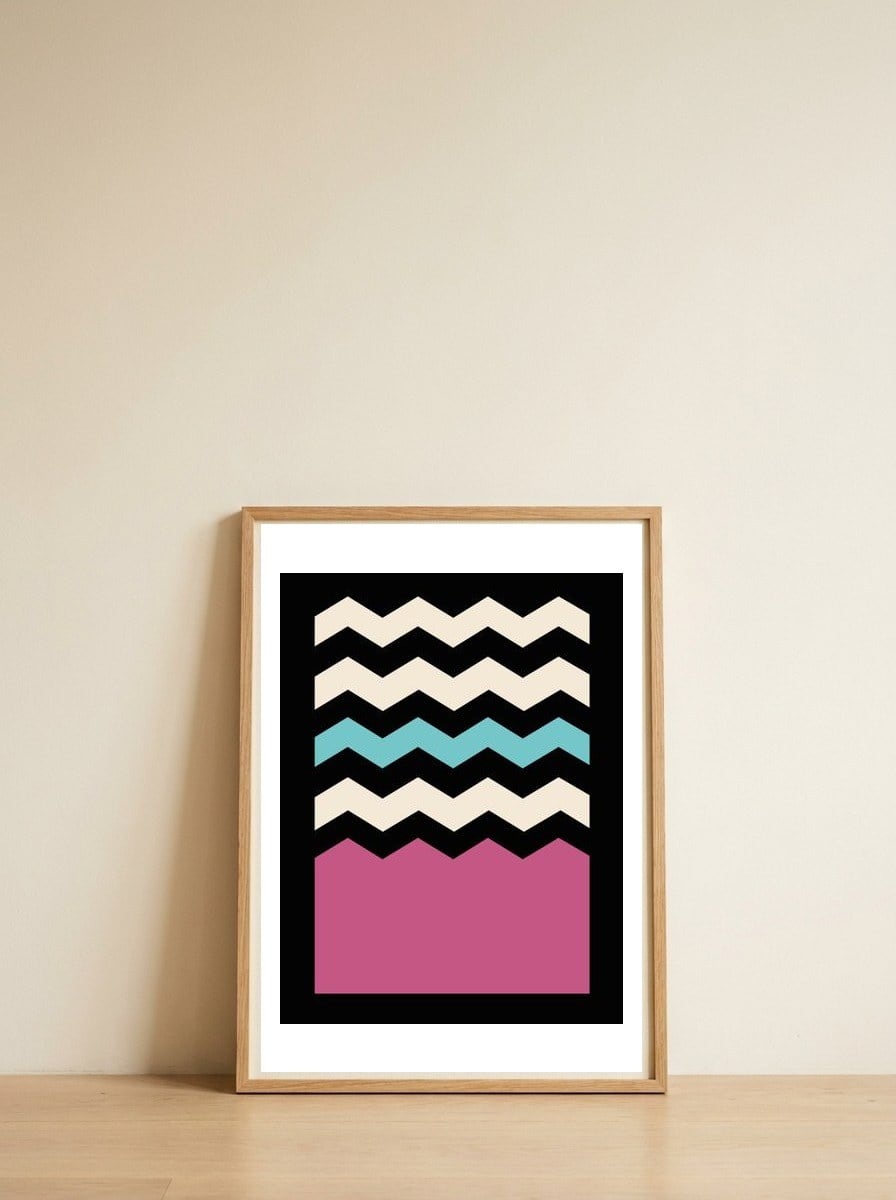 Geometric Chevron Colors 2 — framed, leaning against the wall