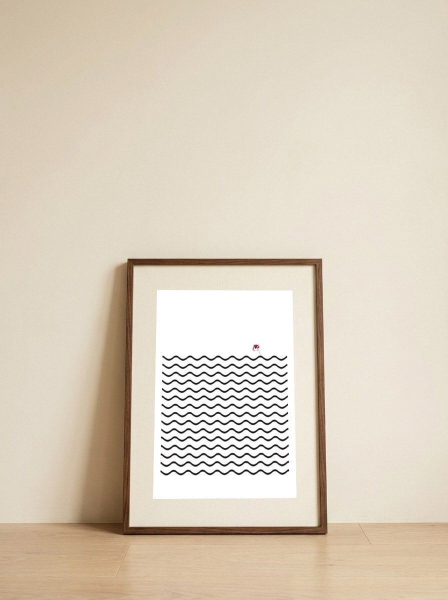 Geometric Roundwaves Flower — framed, leaning against the wall