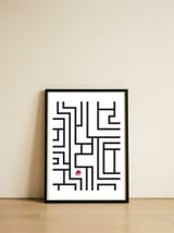 Geometric Lab Flower — framed, leaning against the wall thumbnail