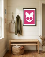 Skull Cat Pink framed in a relaxed room thumbnail