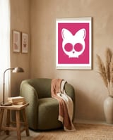Skull Cat Pink framed in a tender room thumbnail