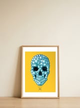 Skull Ballon Yellow — framed, leaning against the wall thumbnail