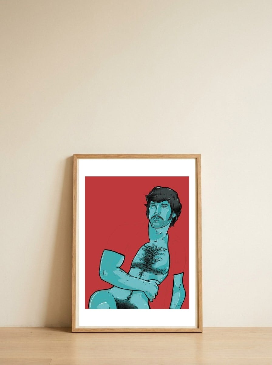 Hank — framed, leaning against the wall