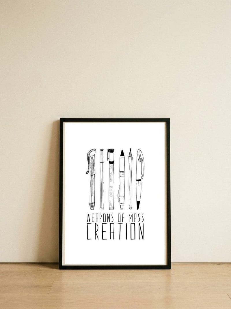 Weapons Of Mass Creation — framed, leaning against the wall