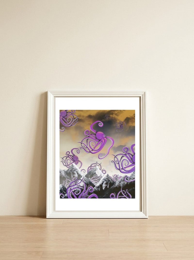  Octopus invasion — framed, leaning against the wall