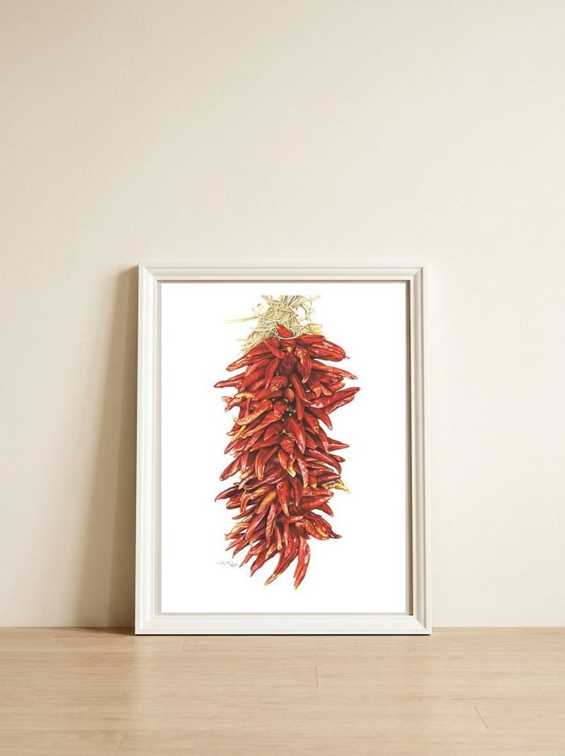 Chile Ristra — framed, leaning against the wall