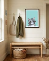 Woodland Racoon On Mint framed in a relaxed room thumbnail
